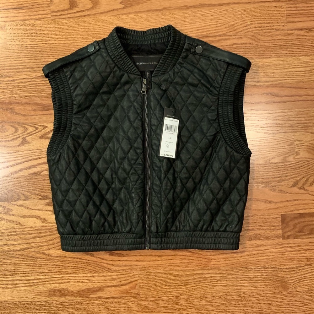 BCBGMAXAZRIA Quilted Faux Leather Vest